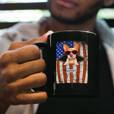 Personalized Dog Gift Idea - Dog Open Mouth Wearing Red Glasses For Dog Lovers - Black Mug